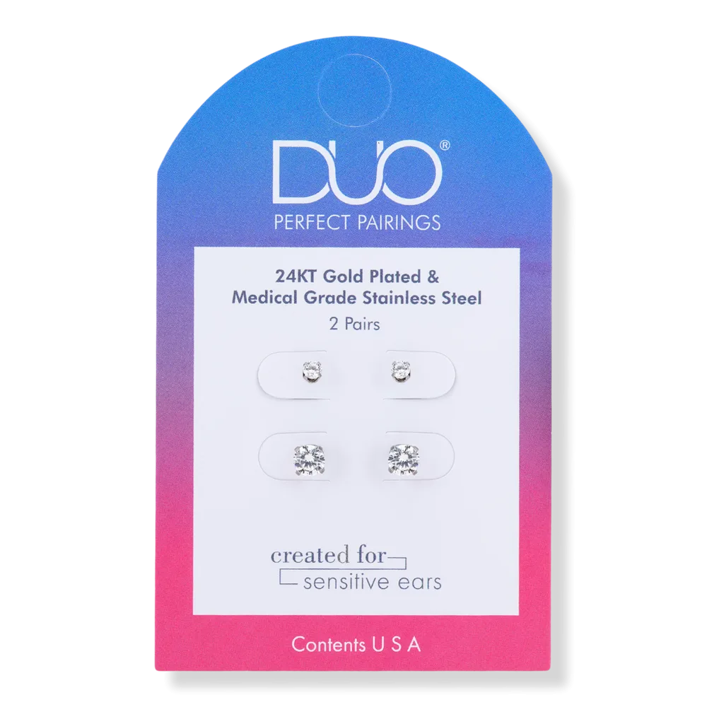 Stainless Steel 3MM and 5MM CZ Stud Set by DUO Perfect Pairings