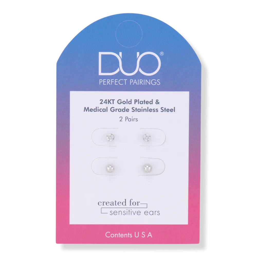 Stainless Steel 4MM Ball and 3MM CZ Stud Set by DUO Perfect Pairings