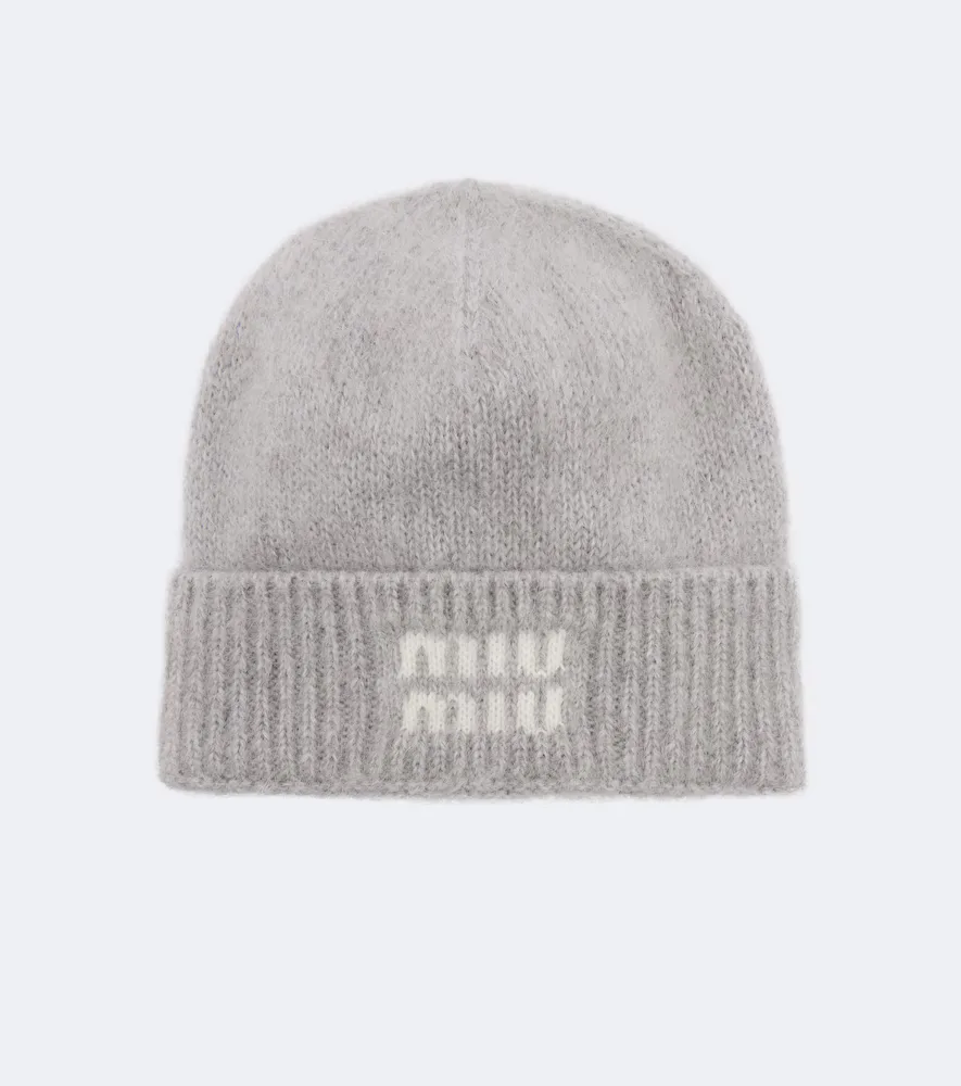Logo Mohair-Blend Beanie by Miu Miu