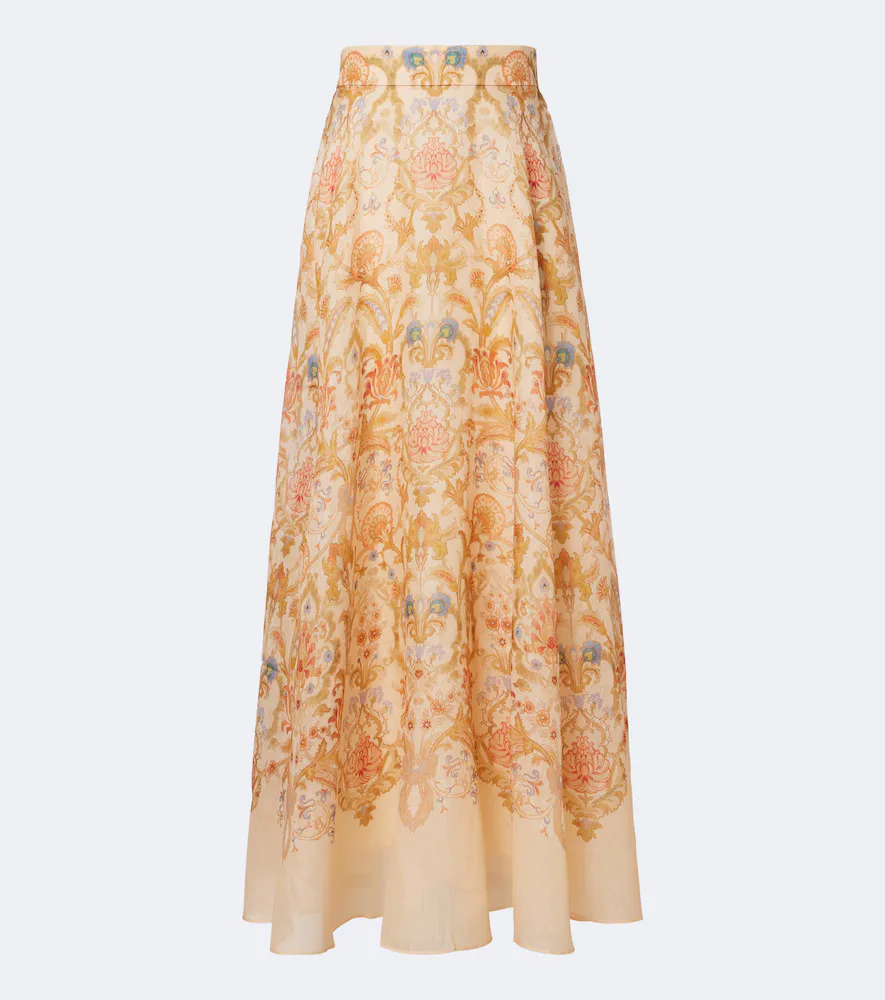 Valiant Printed Linen and Silk Maxi Skirt