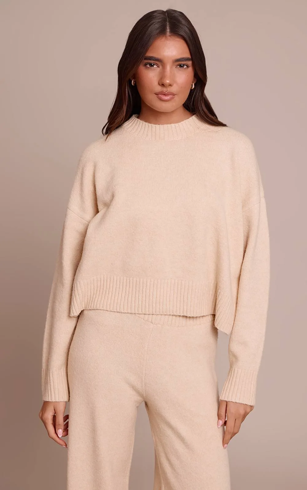 Marl Knitted Cropped Crew Neck Jumper by PrettyLittleThing