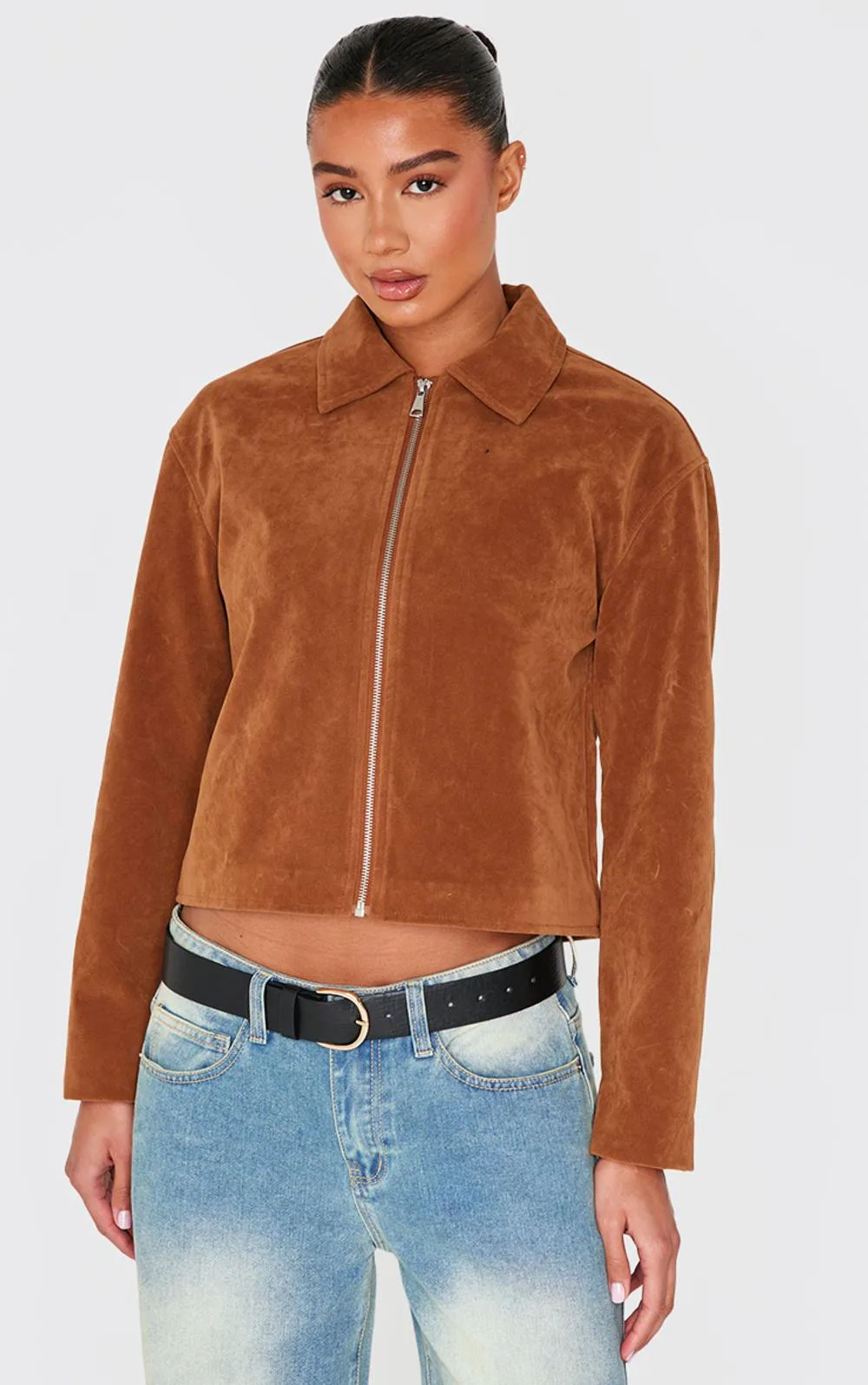 Zip Up Faux Suede Jacket
