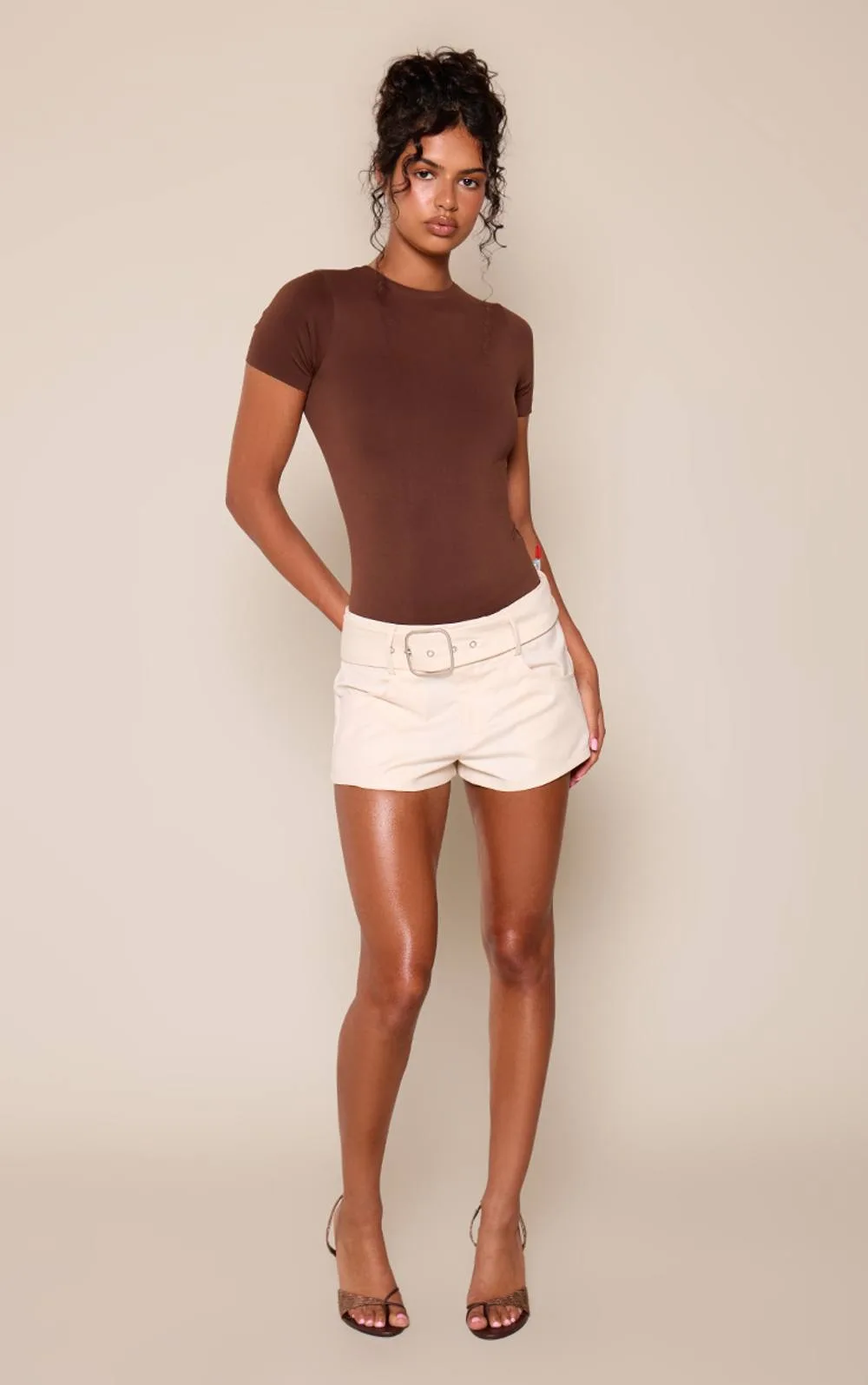 Woven Belted Tailored Hot Pants by PrettyLittleThing