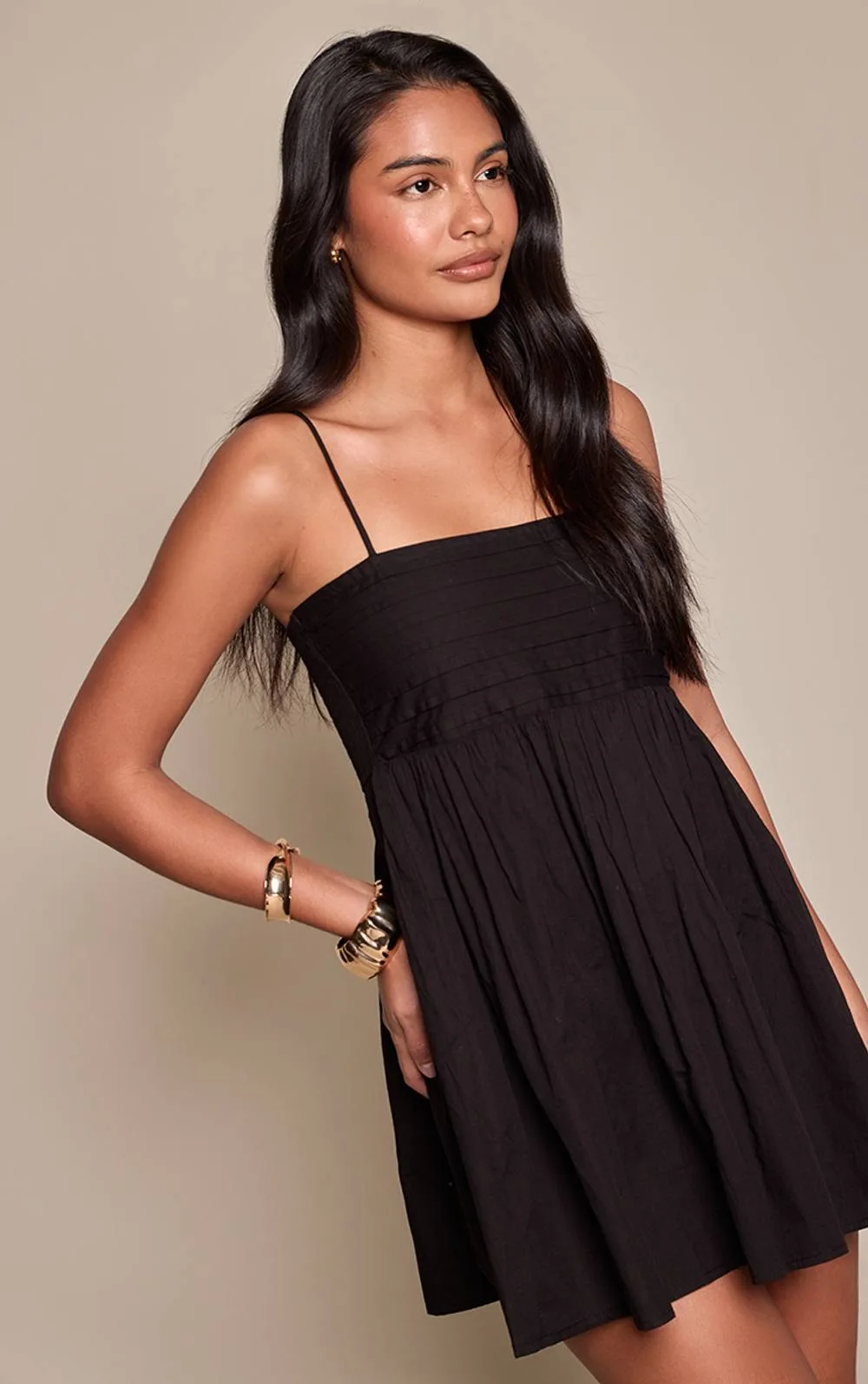 Linen Look Strappy Mini Dress by PrettyLittleThing