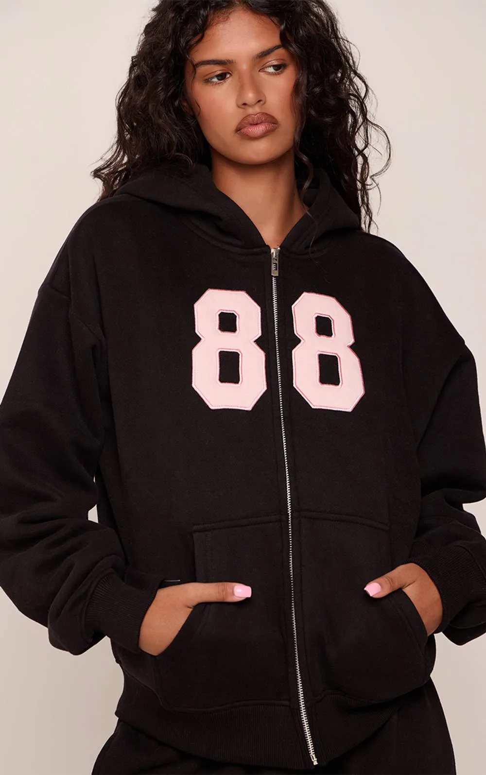 88 Print Zip Up Hoodie by PrettyLittleThing