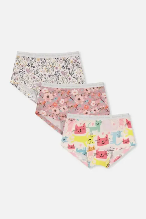 Organic Cotton Full Coverage 3-Pack Boyshort Panties by Deux par Deux