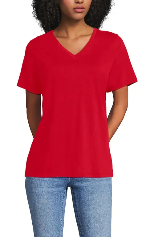 Supima Cotton V-Neck T-Shirt by Lands' End