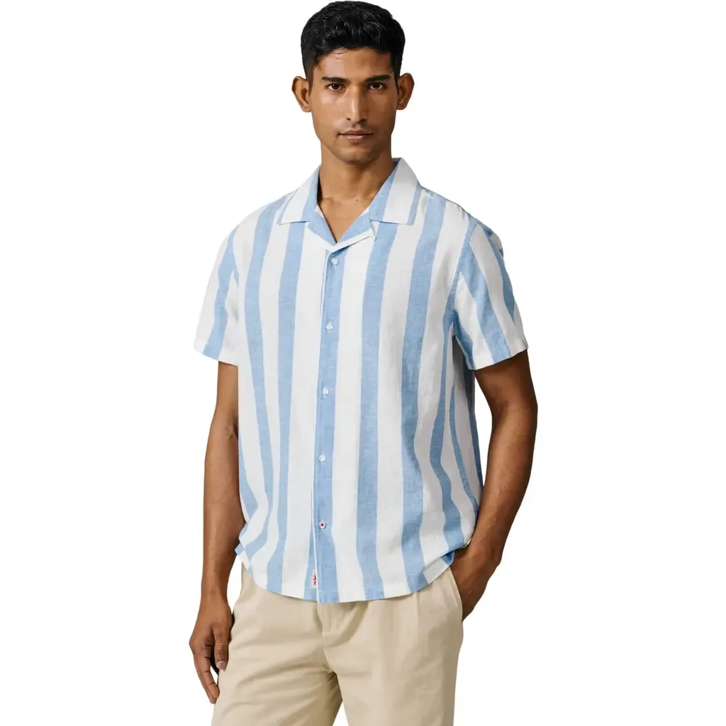 Abbey Cuban Collar Short Sleeved Shirt by Aubin