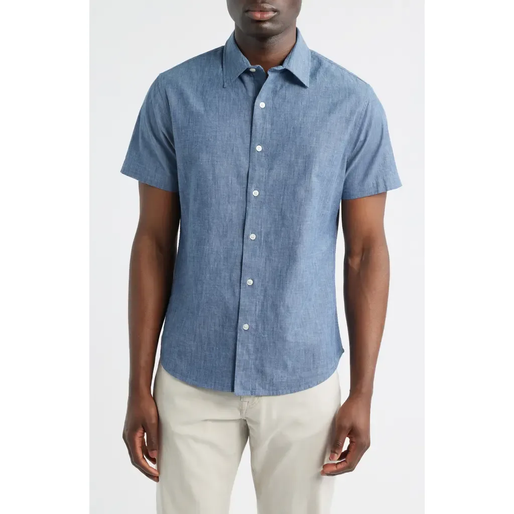 Riviera Slim Fit Stretch Dot Short Sleeve Button-Up Shirt by Bonobos