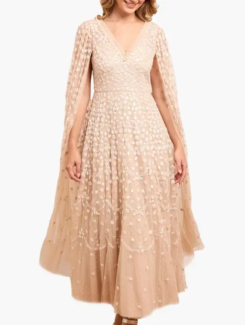 Clover Cape Sleeve Ankle Gown by Needle & Thread