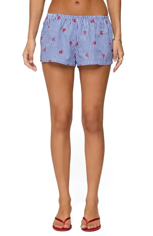 Embroidered Cherry Cotton Boxer Shorts by EDIKTED
