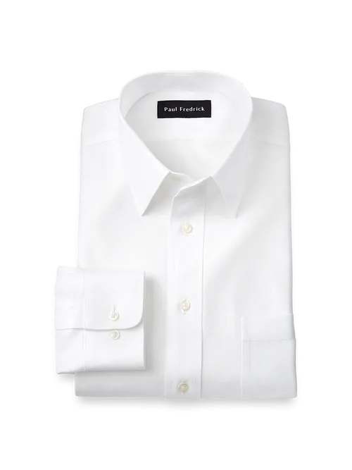 Slim Fit Non-Iron Cotton Herringbone Point Collar Dress Shirt by Paul Fredrick