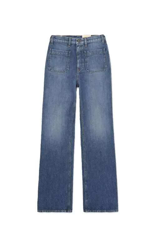 Jane Bootcut Stone Wash Denim Trousers by Fortela