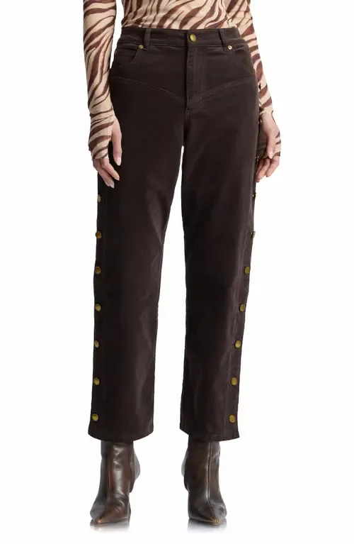 High Waist Side Shank Straight Leg Corduroy Pants by Avec Les Filles
