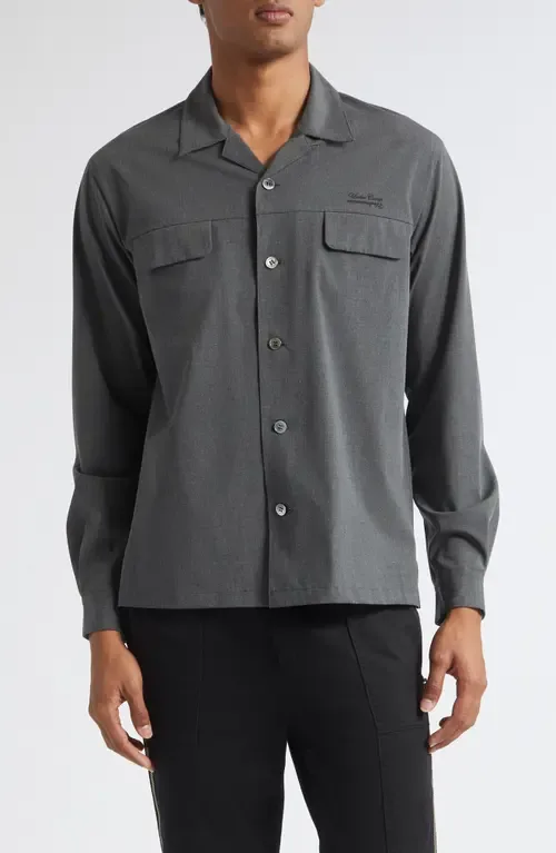 Logo Embroidered Long Sleeve Camp Shirt by Undercover