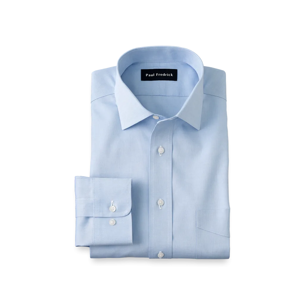 Non-Iron Cotton Pinpoint Solid Spread Collar Dress Shirt by Paul Fredrick