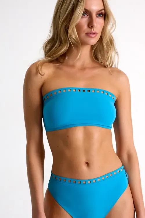 Bandeau Bikini Top with Mosaic Cutouts by SHAN