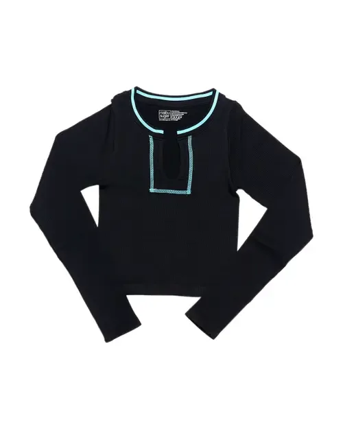 Ribbed Seamless Top with Contrast Stitching by Malibu Sugar