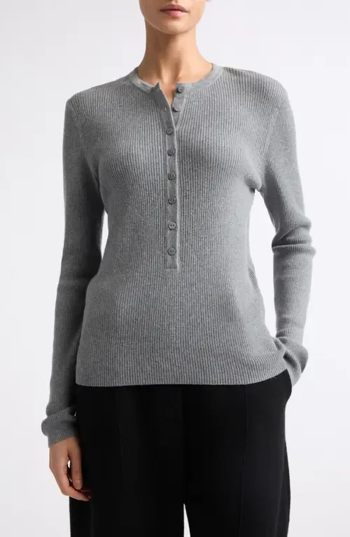 Airi Cotton & Cashmere Ribbed Henley by Lisa Yang