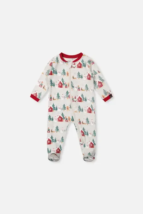 Christmas Front Zipper Footed One Piece Pajama by Deux par Deux