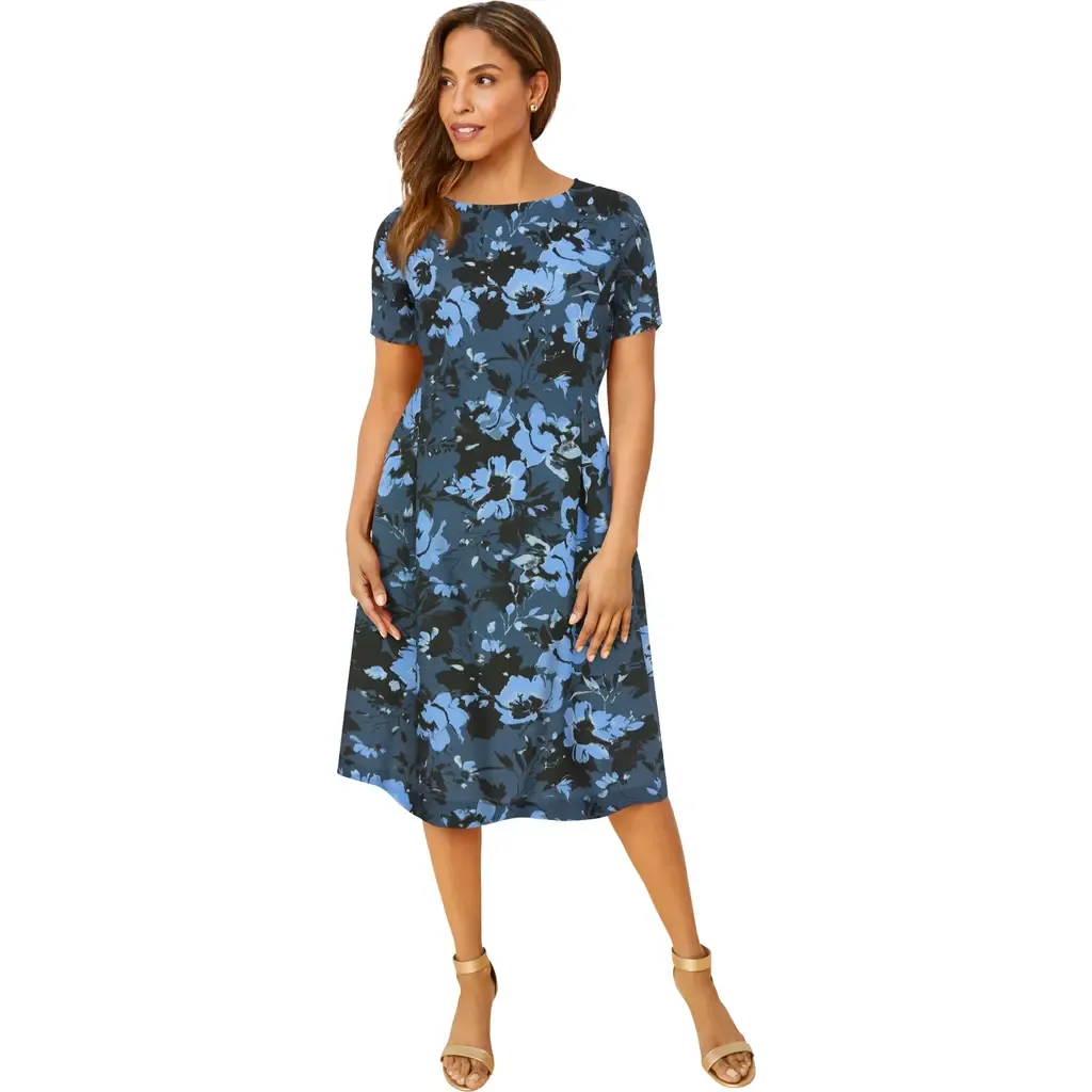 Crepe Fit and Flare Dress