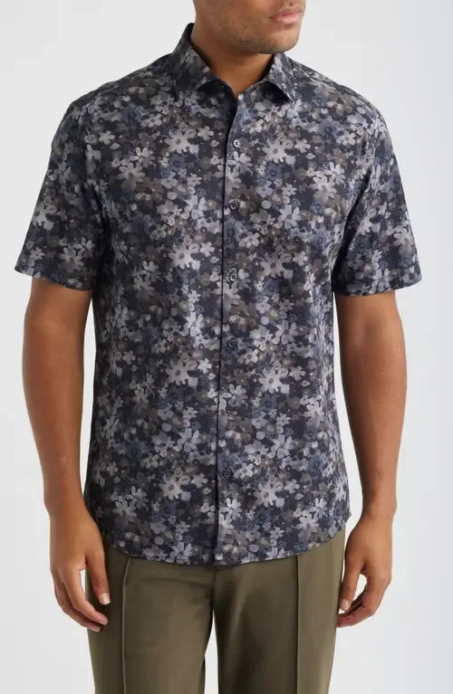 Kyoto Floral Short Sleeve Cotton Button-Up Shirt