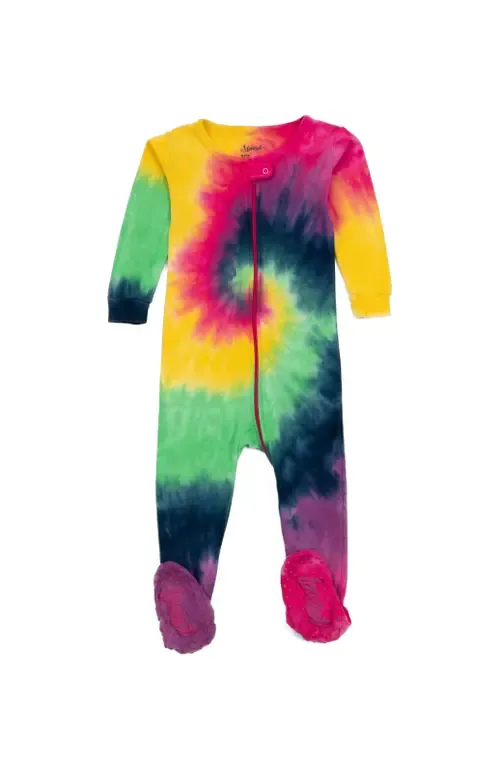 Footed Tie Dye Cotton Matching Family Pajamas by Leveret