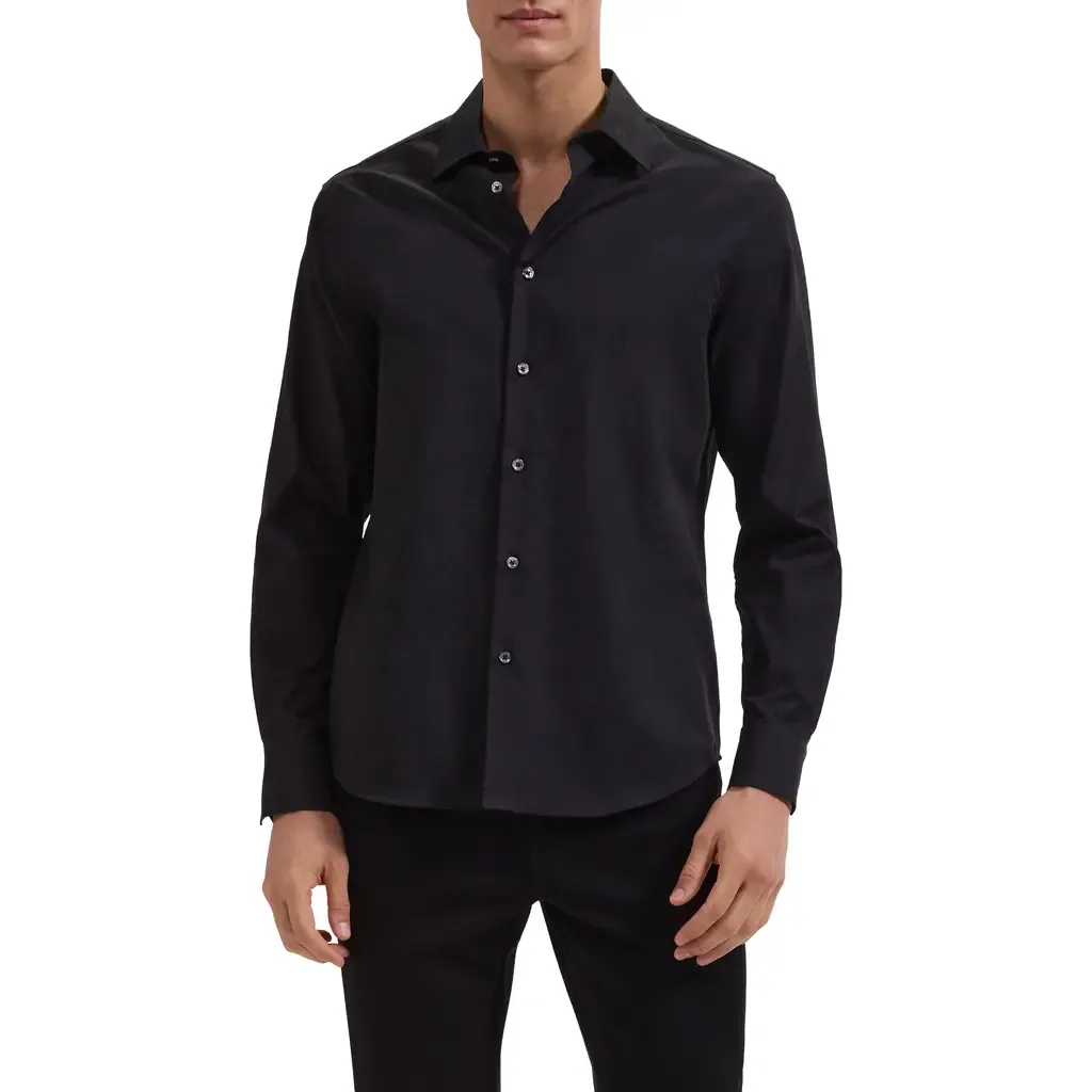 Julian Shaped Fit Floral Jacquard Stretch Cotton Button-Up Shirt by Bugatchi