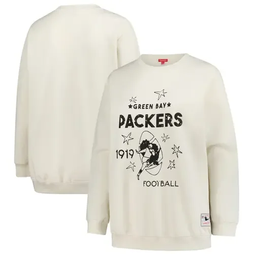 Mitchell & Ness Cream Green Bay Packers Shooting Star Sweatshirt by Mitchell & Ness