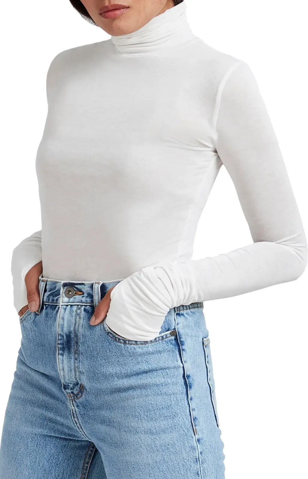 Eloise Turtleneck Semisheer Jersey Top
