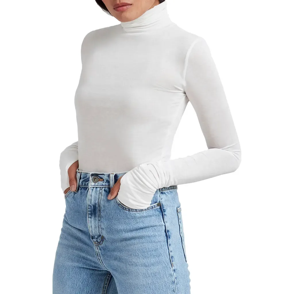 Eloise Turtleneck Semisheer Jersey Top by Marcella