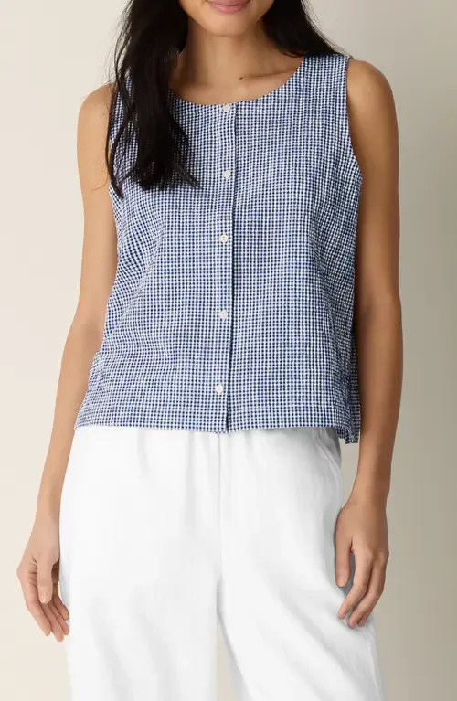 Crinkled Stretch Organic Cotton Vest by Eileen Fisher