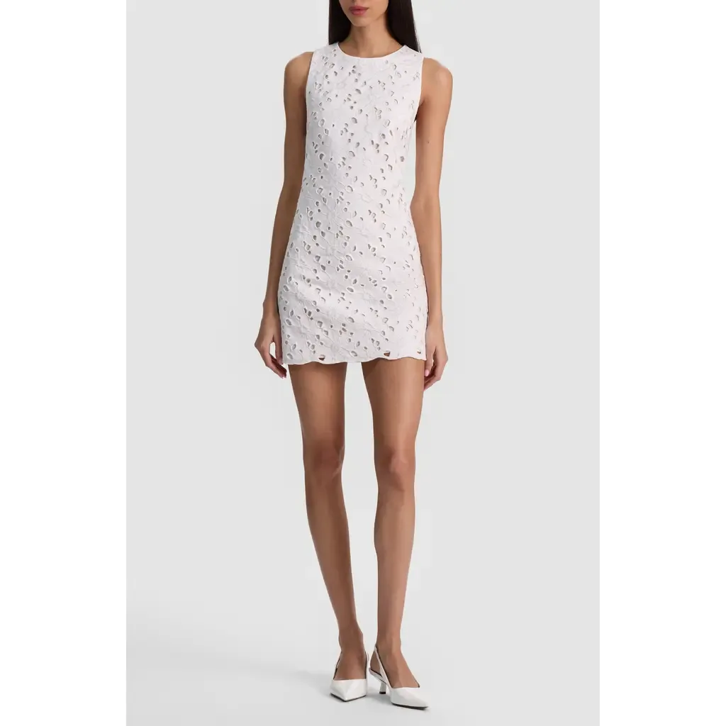 Clyde Eyelet Sleeveless Denim Shift Minidress by ALICE + OLIVIA