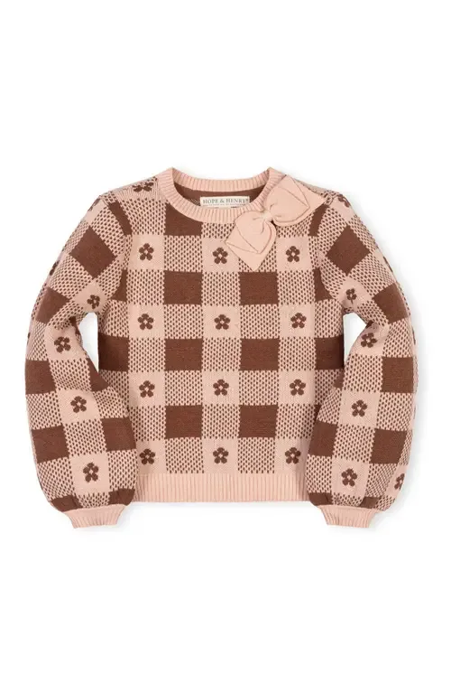 Organic Bow Detail Intarsia Sweater by Hope & Henry