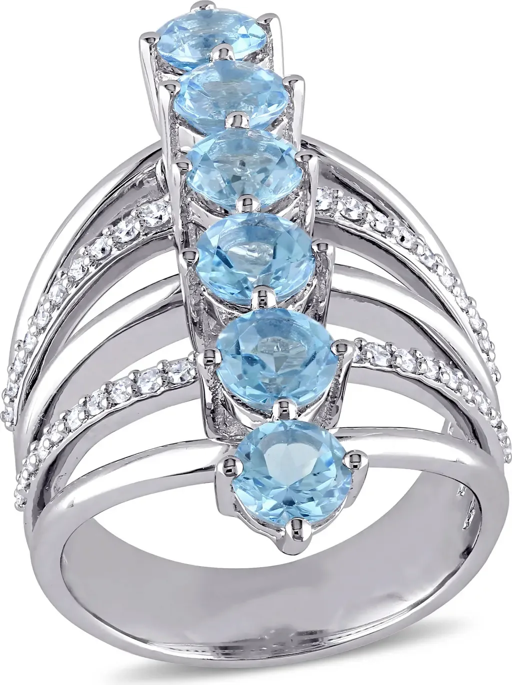 Swiss Blue Topaz & Diamond Gladiator Ring by Julianna B.