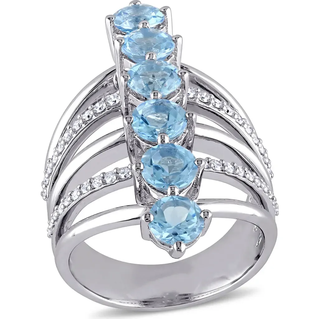 Swiss Blue Topaz & Diamond Gladiator Ring by Julianna B.