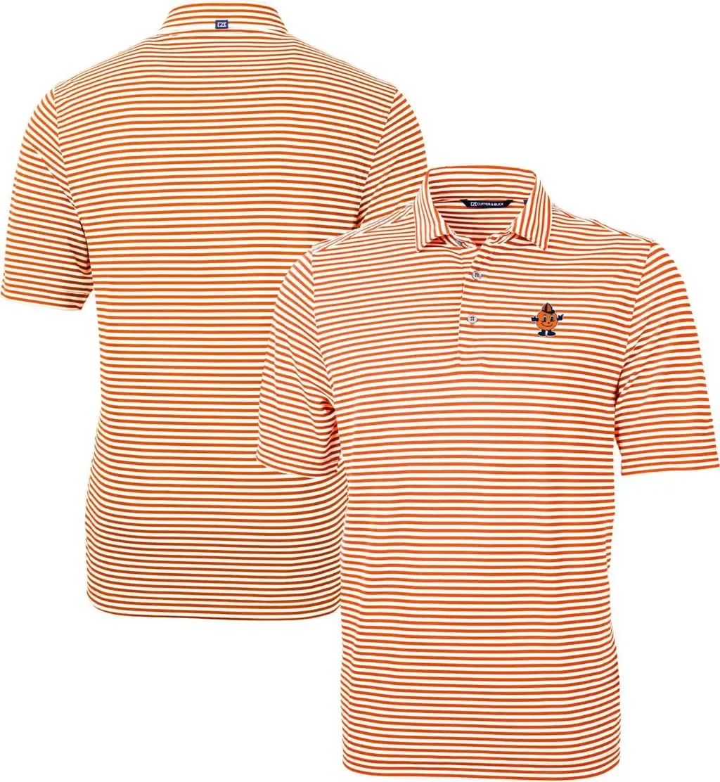Cutter & Buck Orange Syracuse Orange Vault DryTec Virtue Eco Pique Stripe Recycled Polo
