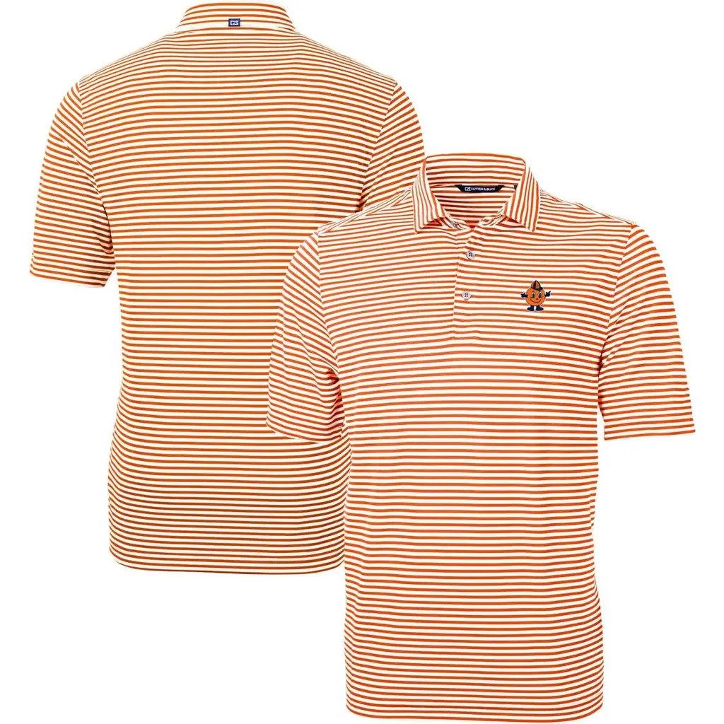 Cutter & Buck Orange Syracuse Orange Vault DryTec Virtue Eco Pique Stripe Recycled Polo by Cutter & Buck