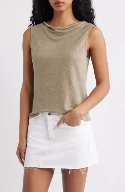 Cowl Neck Linen Tank by MANGO