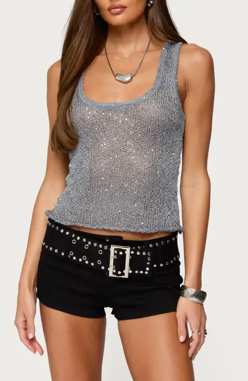 Eleora Sequin Knit Tank by EDIKTED