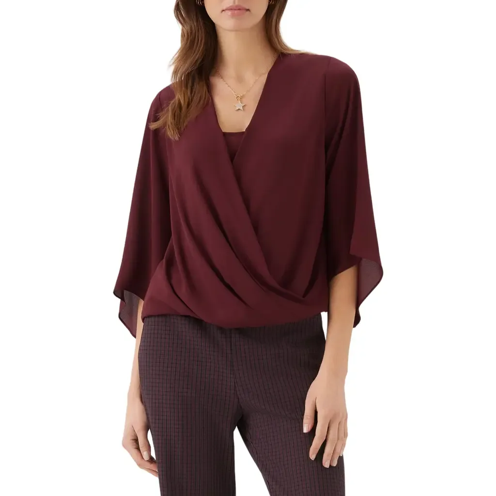 Draped Front Crossover Top by Karen Kane