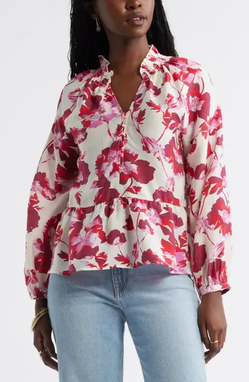 Floral Print Peplum Blouse by caslon(r)