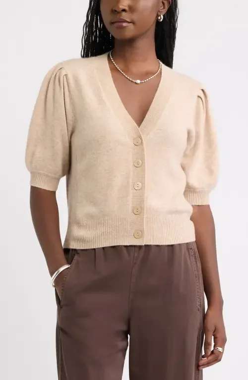 Wool & Cashmere Puff Sleeve Cardigan by caslon(r)