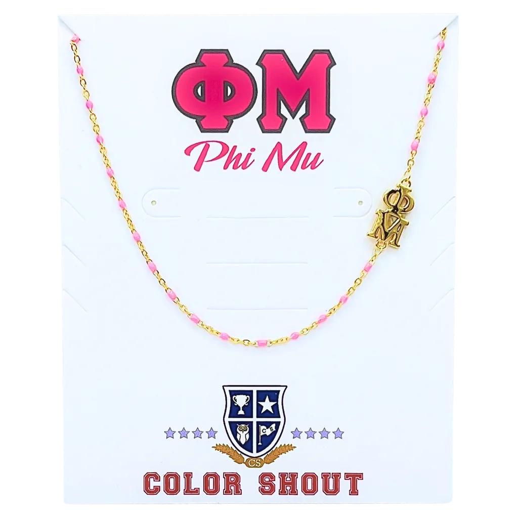Phi Mu Greek Letter Side Set Necklace by Color Shout