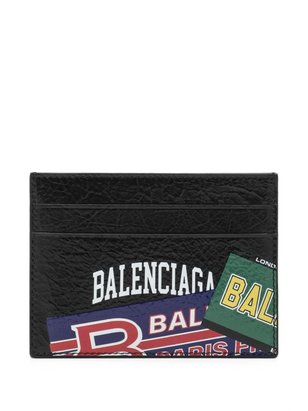 Logo-Print Crinkled Leather Card Holder by Balenciaga