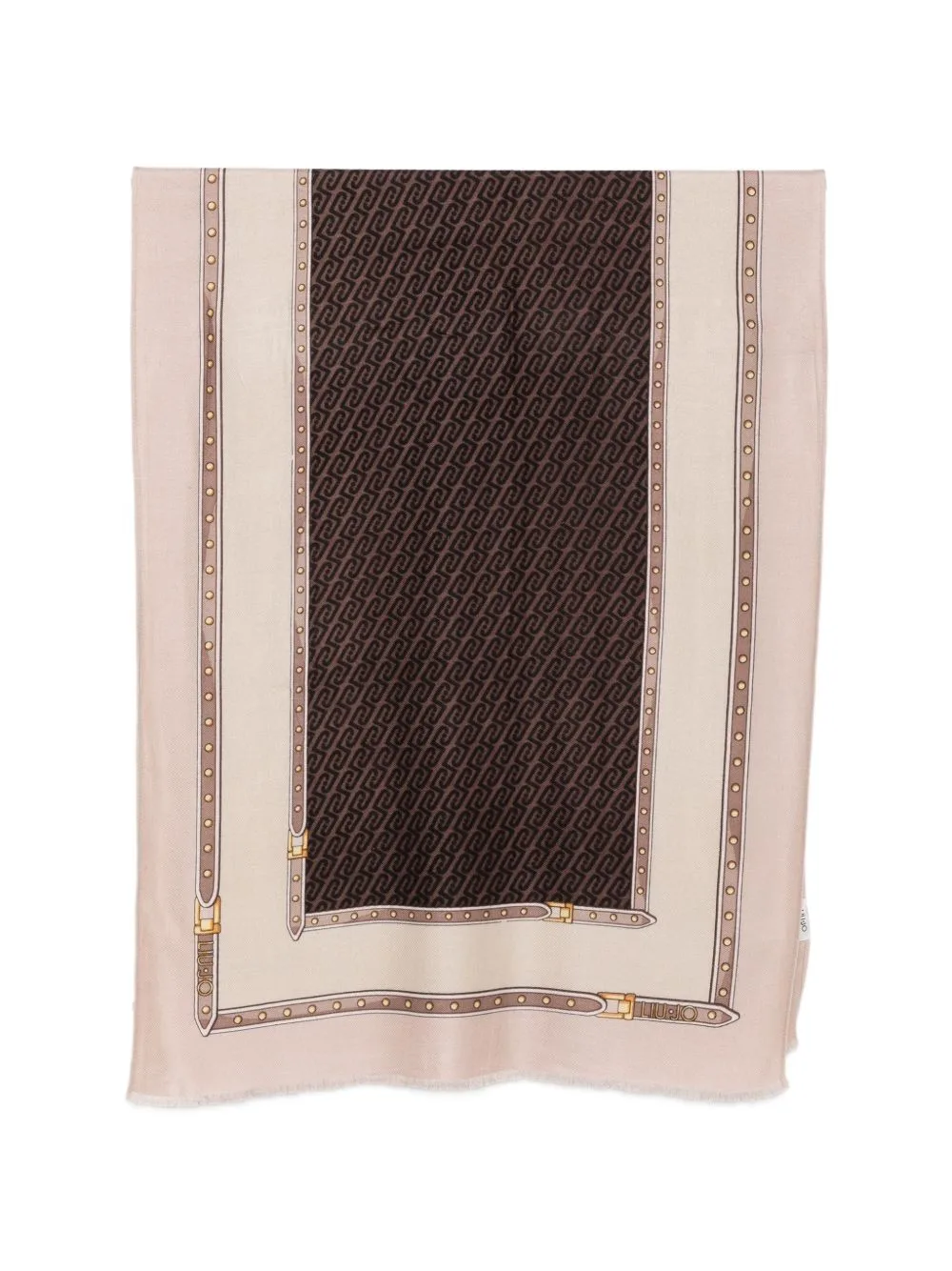 Logo-Print Fringed Scarf by LIU JO