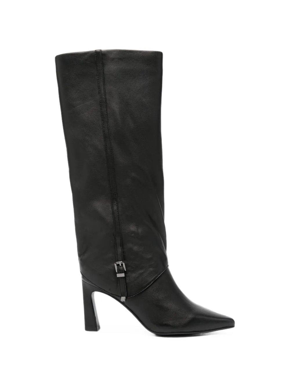 Buckle-Detail Pointed-Toe Knee-High Boots