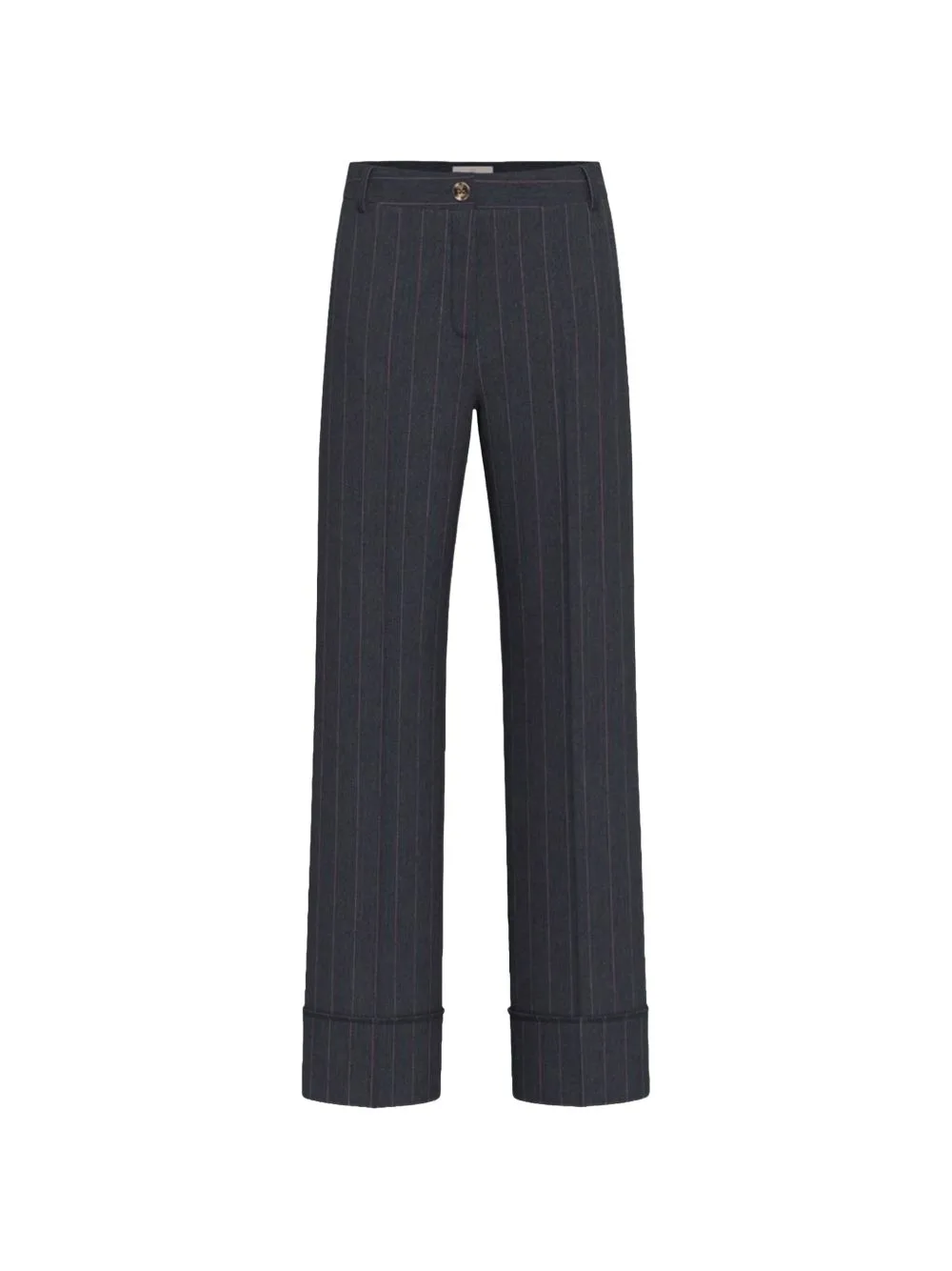 Pinstripe-Pattern Turn-Up Trousers by Marella