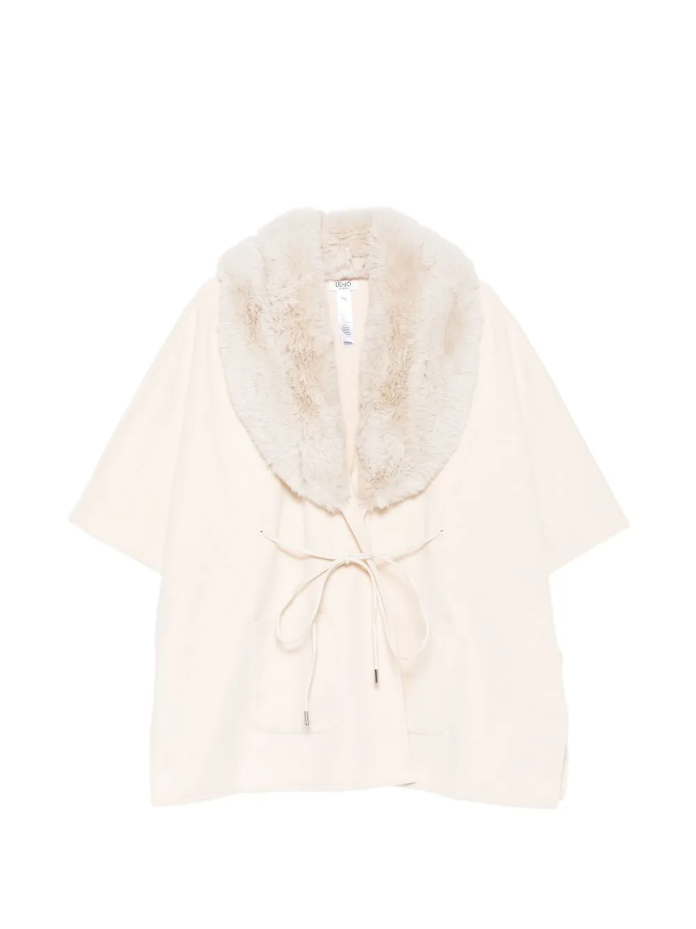 Faux-Fur Collar Tie-Fastening Cape by LIU JO