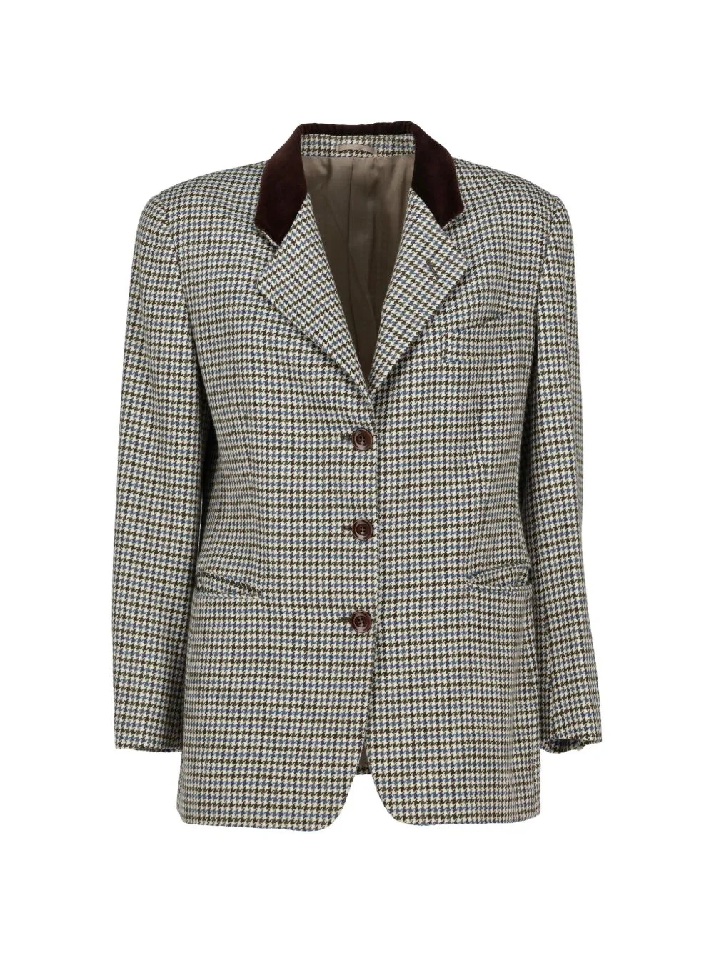 Houndstooth Velvet-Collar Blazer by Burberry Pre-Owned